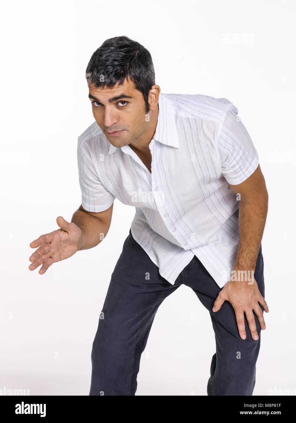 Studio portrait of middle aged white male in his early forties against