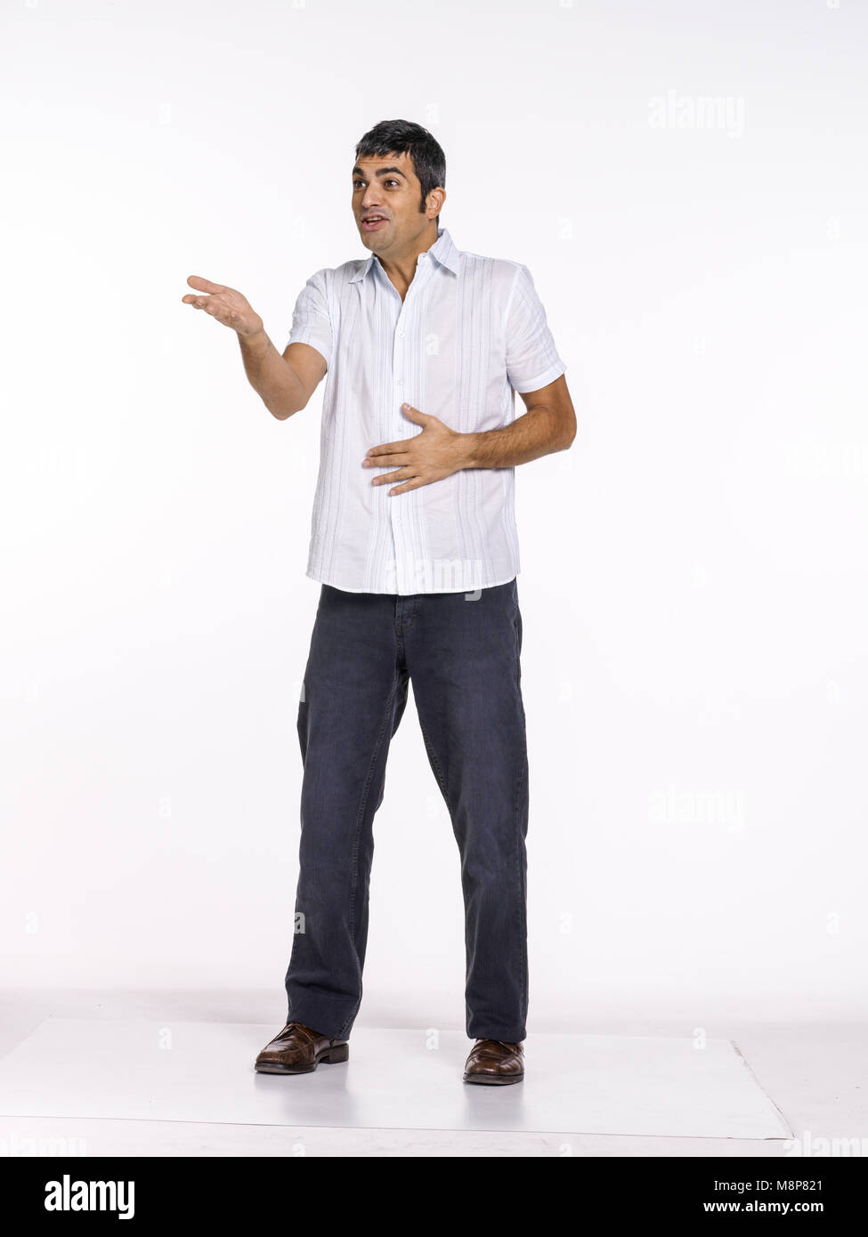 Studio portrait of middle aged white male in his early forties against