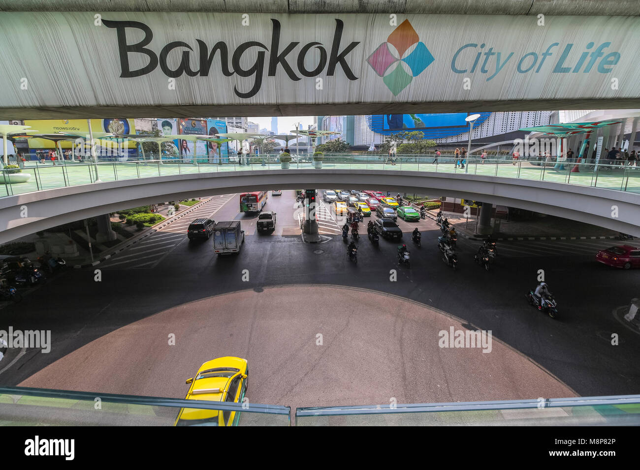 Bangkok City of life sign above the street in Thailand Stock Photo
