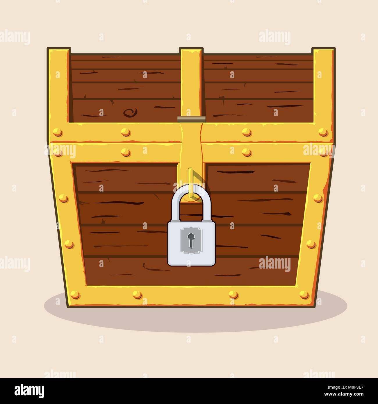 Locked pirate treasure chests with golden lock Vector Image