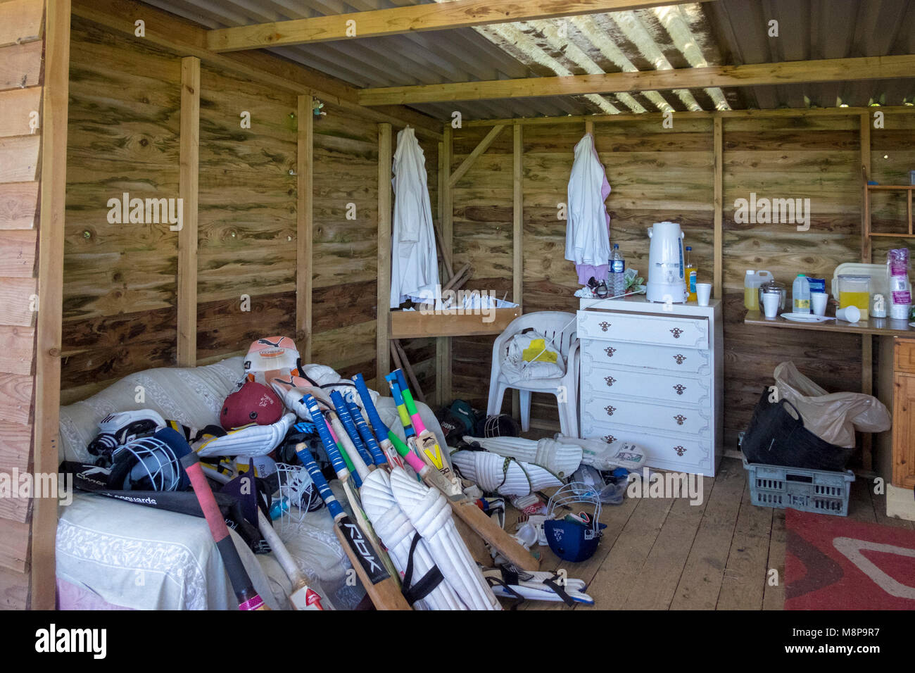 Local Cricket team changing rooms at East Prawle, Devon Stock Photo