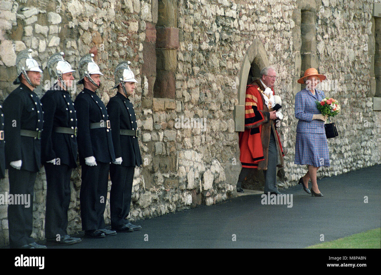 Her Majesty Queen Elizabeth visiting Dudley Castle in 1994 Stock Photo