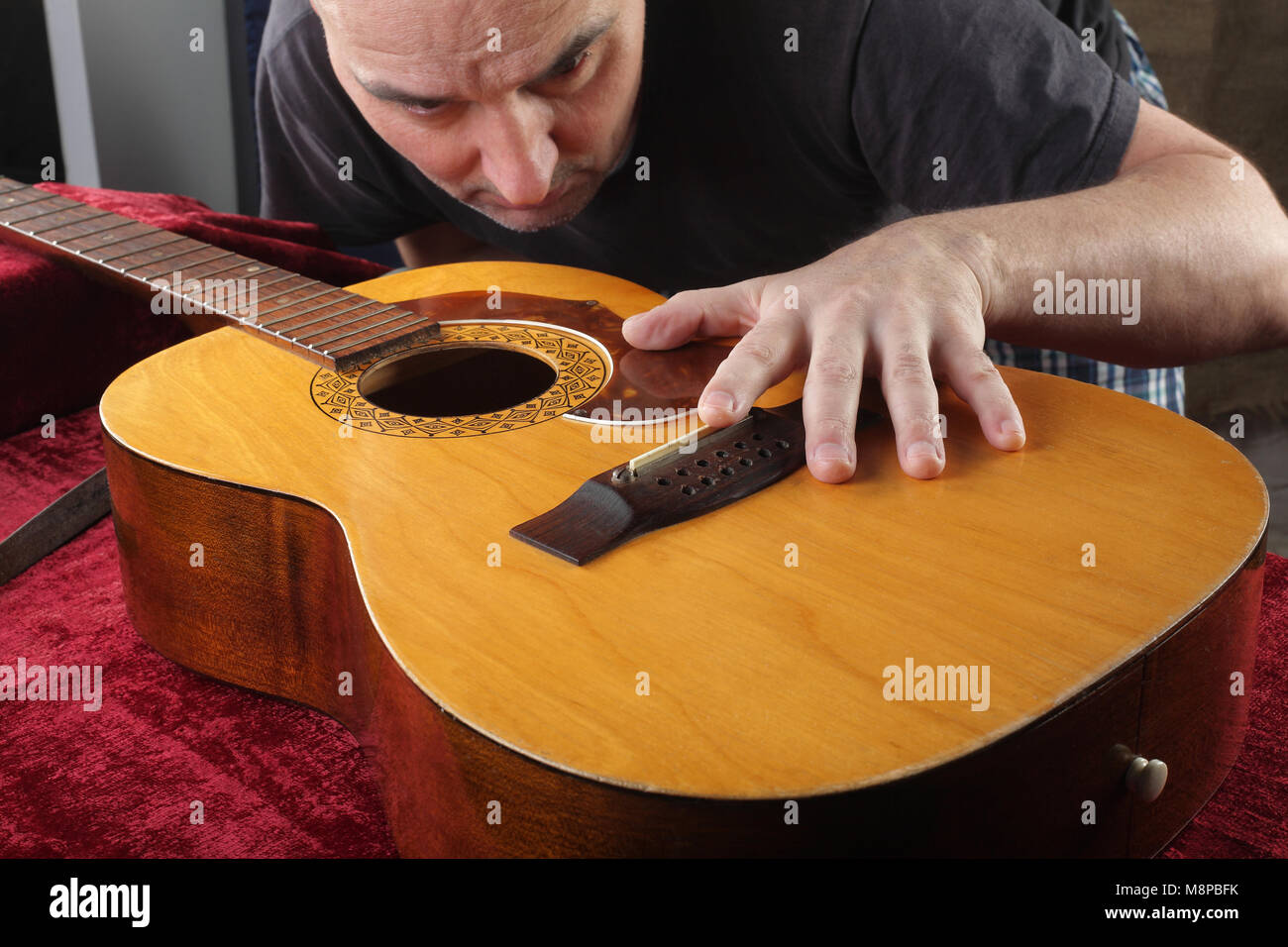 Musical instrument guitar repair and service Grinding bridge nut