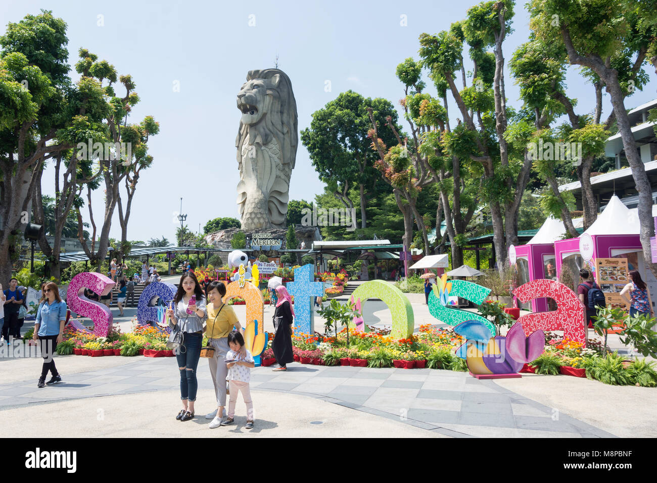 Merlion Plaza, Sentosa Island, Central Region, Singapore Island (Pulau Ujong), Singapore Stock Photo