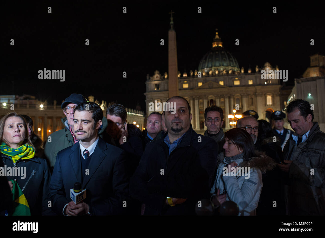 Vatican City. Media in St. Peter's Square on March 12, 2013. Vatican. Stock Photo