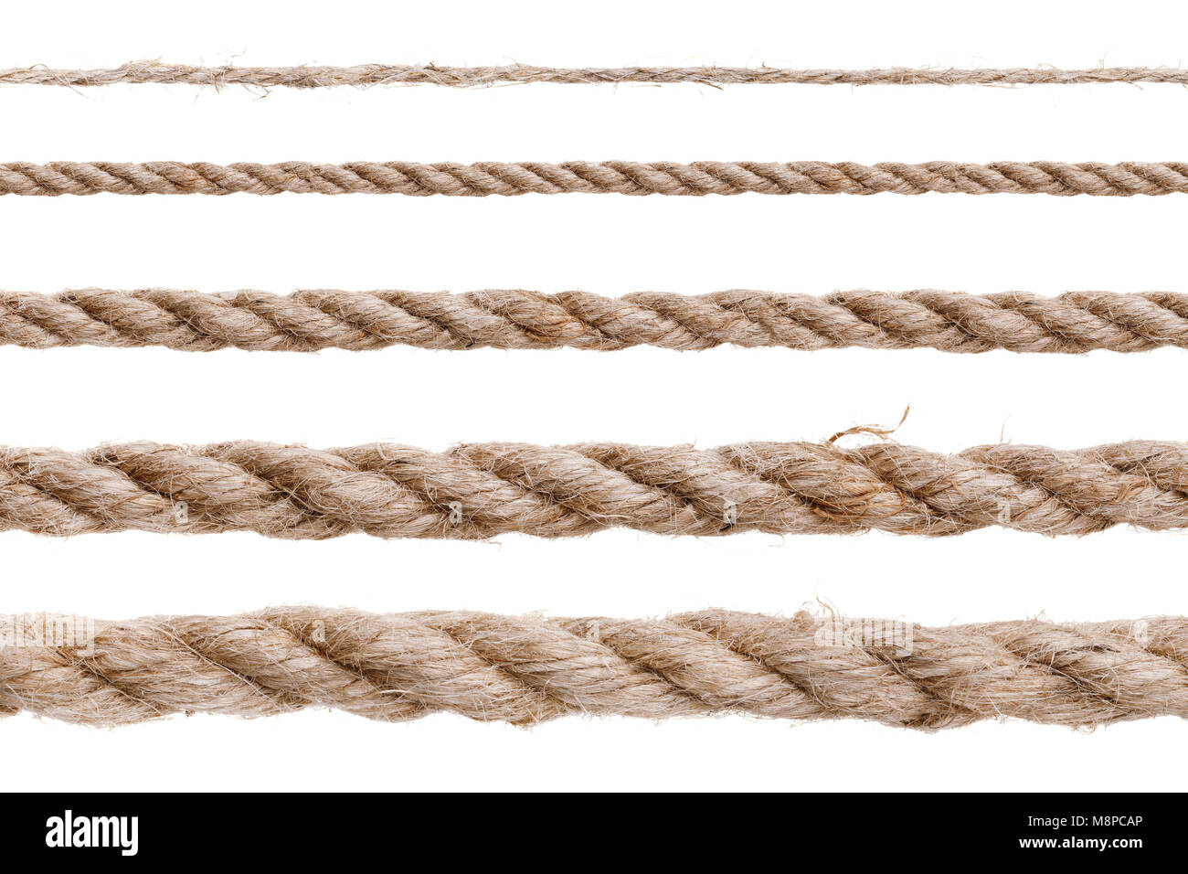 Different types of rope isolated on white background Stock Photo Alamy
