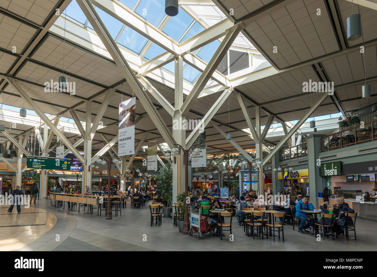 Food court in Vancouver International Airport, British Columbia. Stock Photo