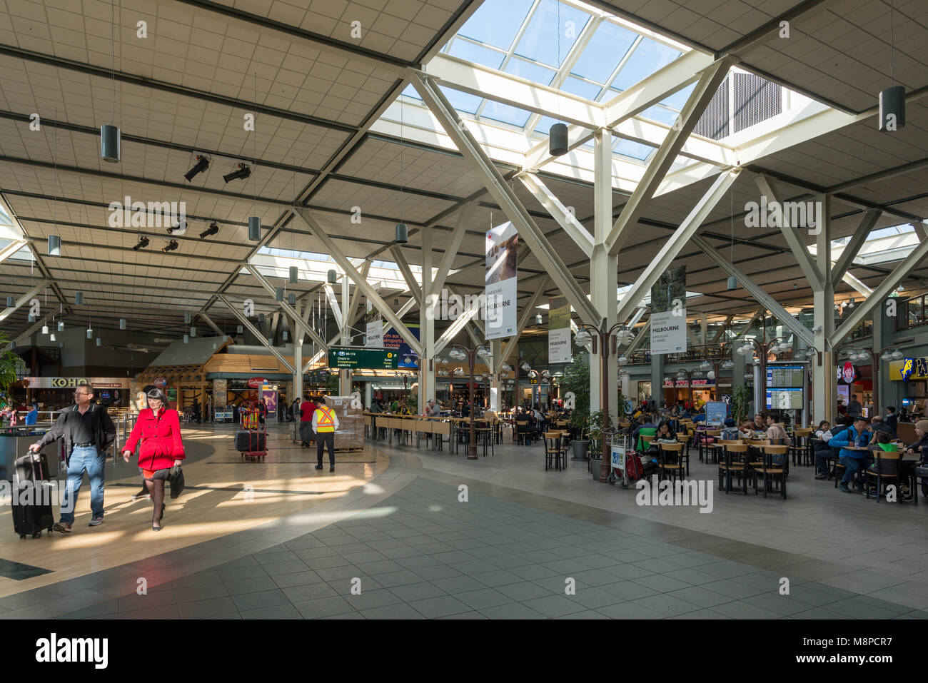 Concourse and food court in Vancouver International Airport, British Columbia. Stock Photo