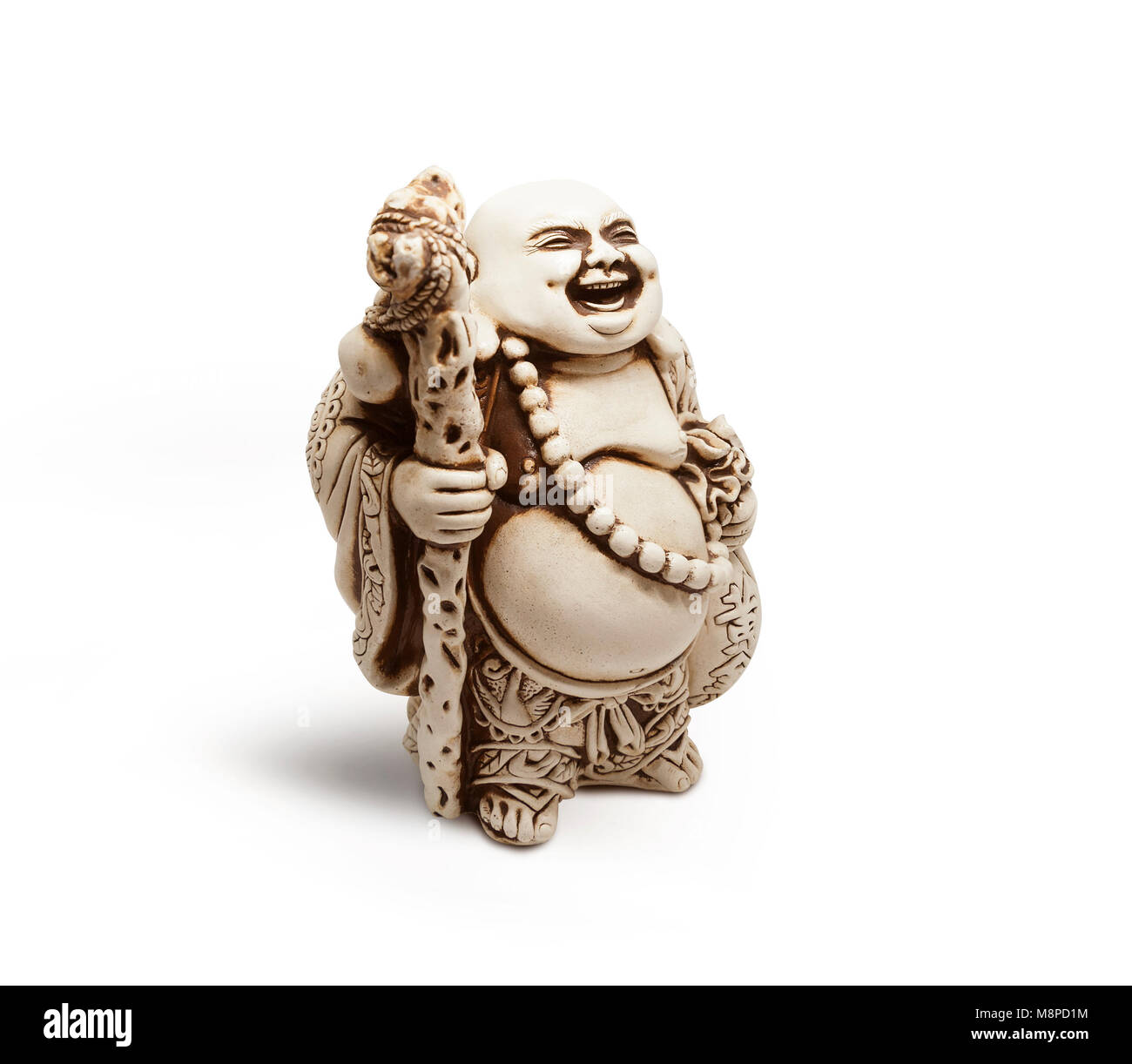 Asian decorative figurine Hotai, amulet brings happiness. With clipping path Stock Photo