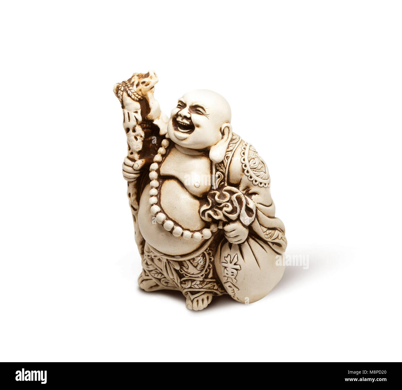 Asian decorative figurine Hotai, amulet brings happiness. With clipping path Stock Photo