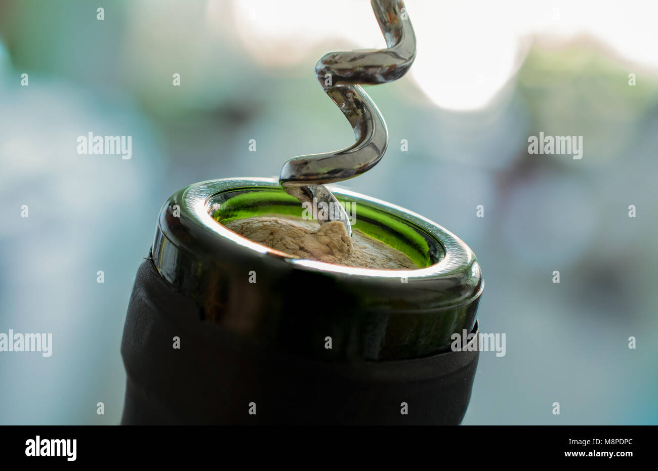 To Uncork A Bottle of White Wine Stock Photo Alamy
