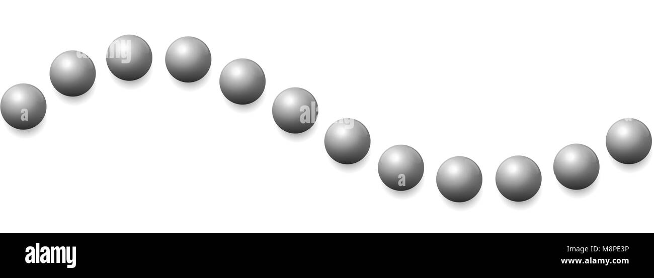 Iron balls wave. Seamless extendable illustration on white background. Stock Photo