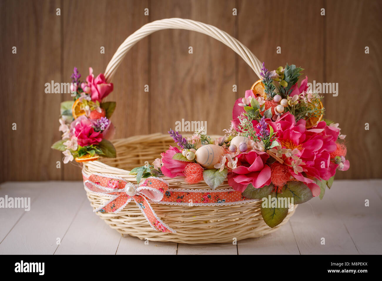 Decor for Easter Basket “Etno style “ pottery, dry flowers and organic fabric / adult main image 1