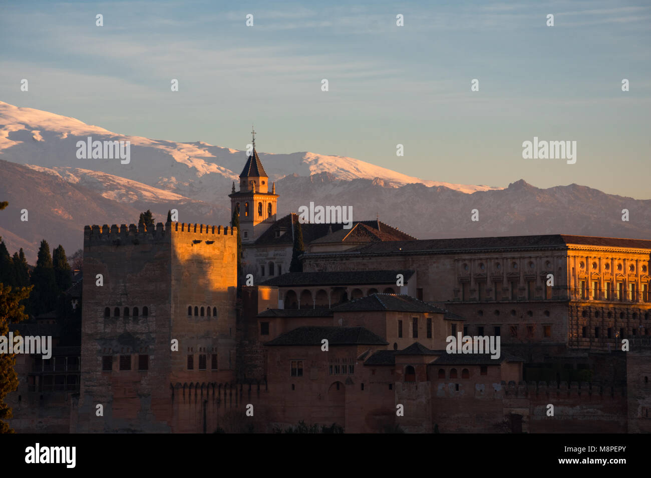 Sunset view of the Alhambra from San Nicolas viewpoint (Mirador de San