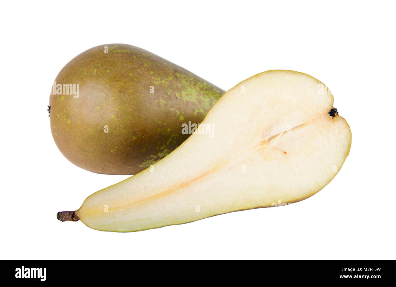 One and a half pears isolated on the white Stock Photo