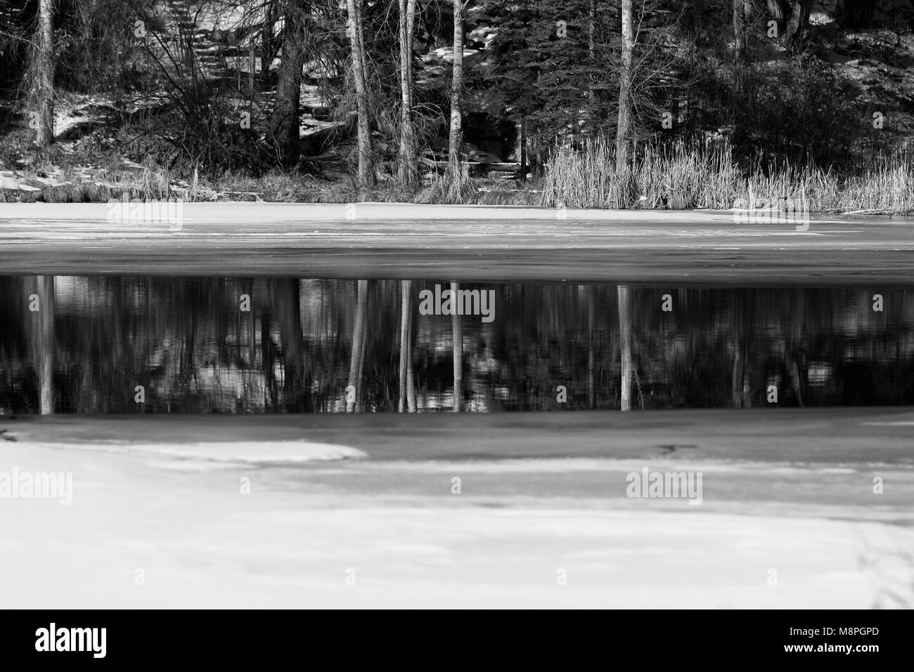 Reflection photo Black and White Stock