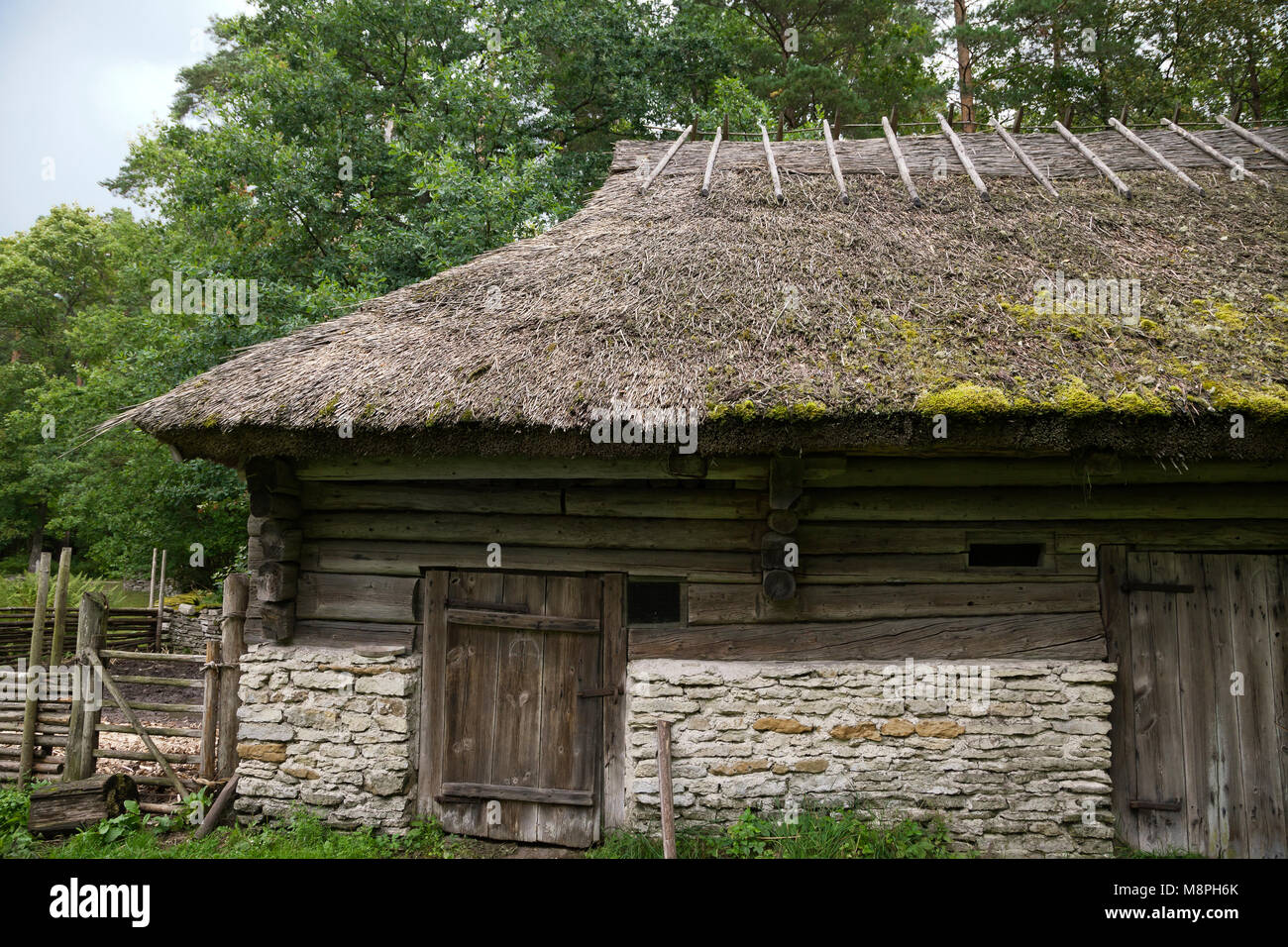 Thatched house at Rocca al Mare open air museum, Tallinn, Estonia Stock Photo