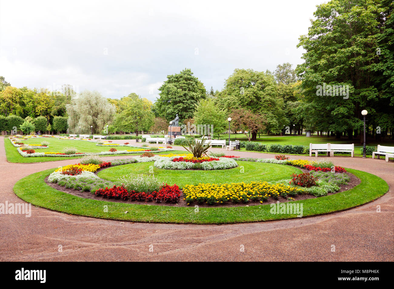 View of flowerbeds in Kadriorg park, Tallinn, Estonia Stock Photo