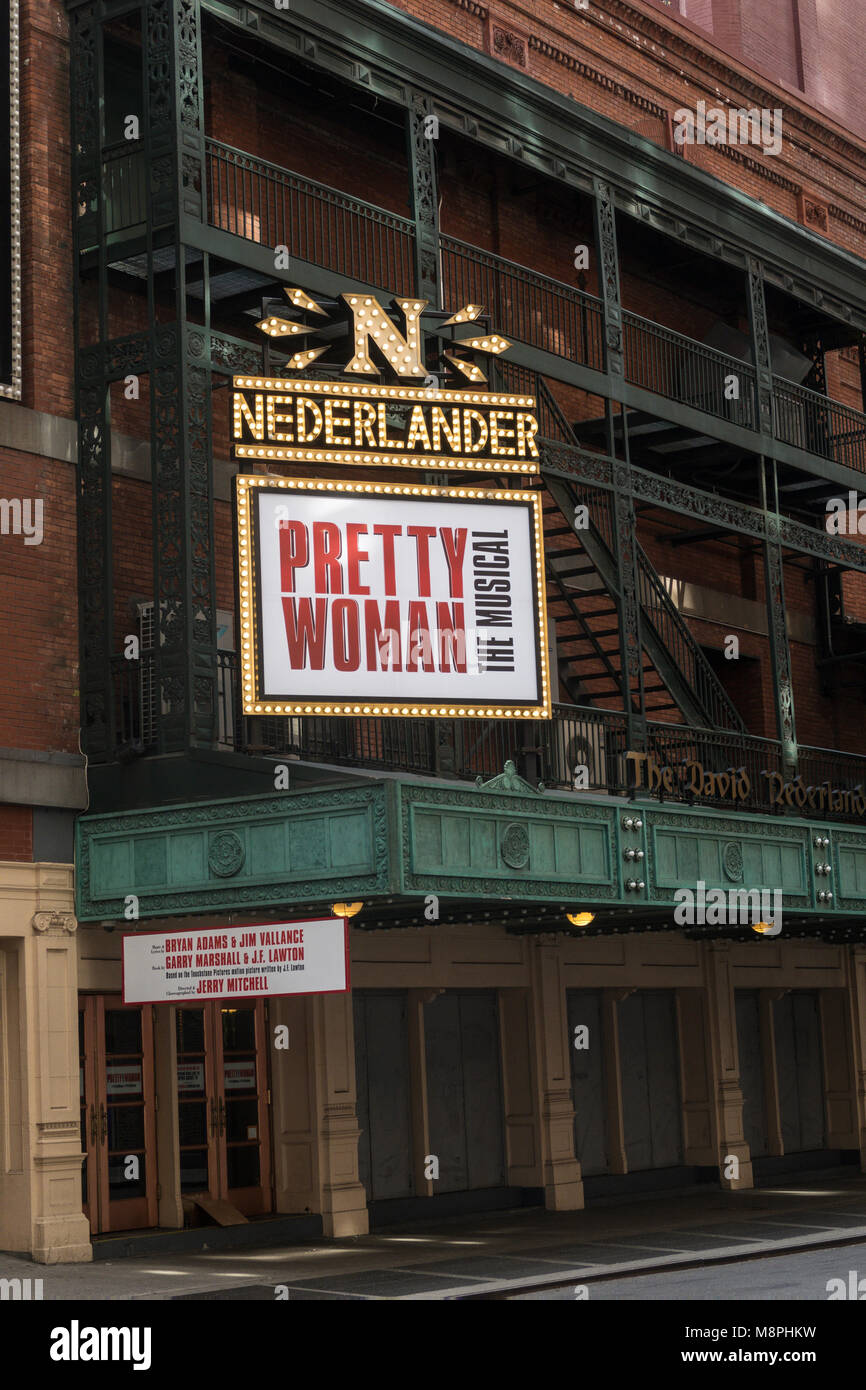 'Pretty Woman the Musical' Marquee at the David T. Nederland Theatre, NYC, USA Stock Photo