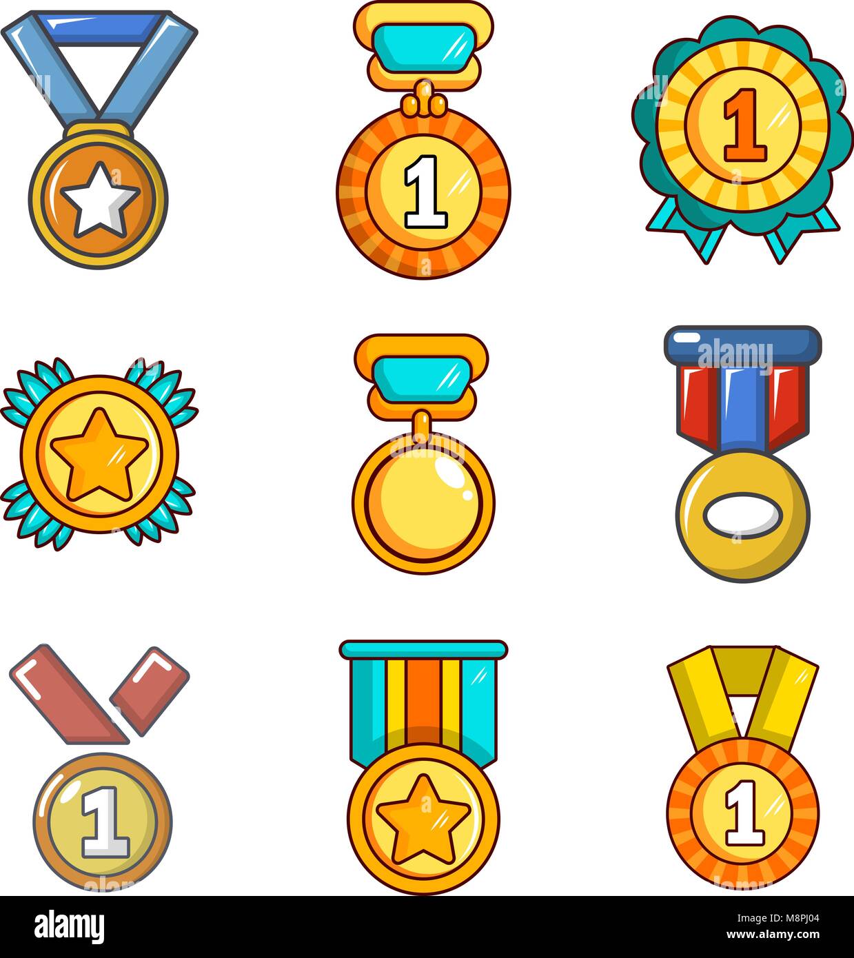 Gold medal icon set, cartoon style Stock Vector Image & Art - Alamy