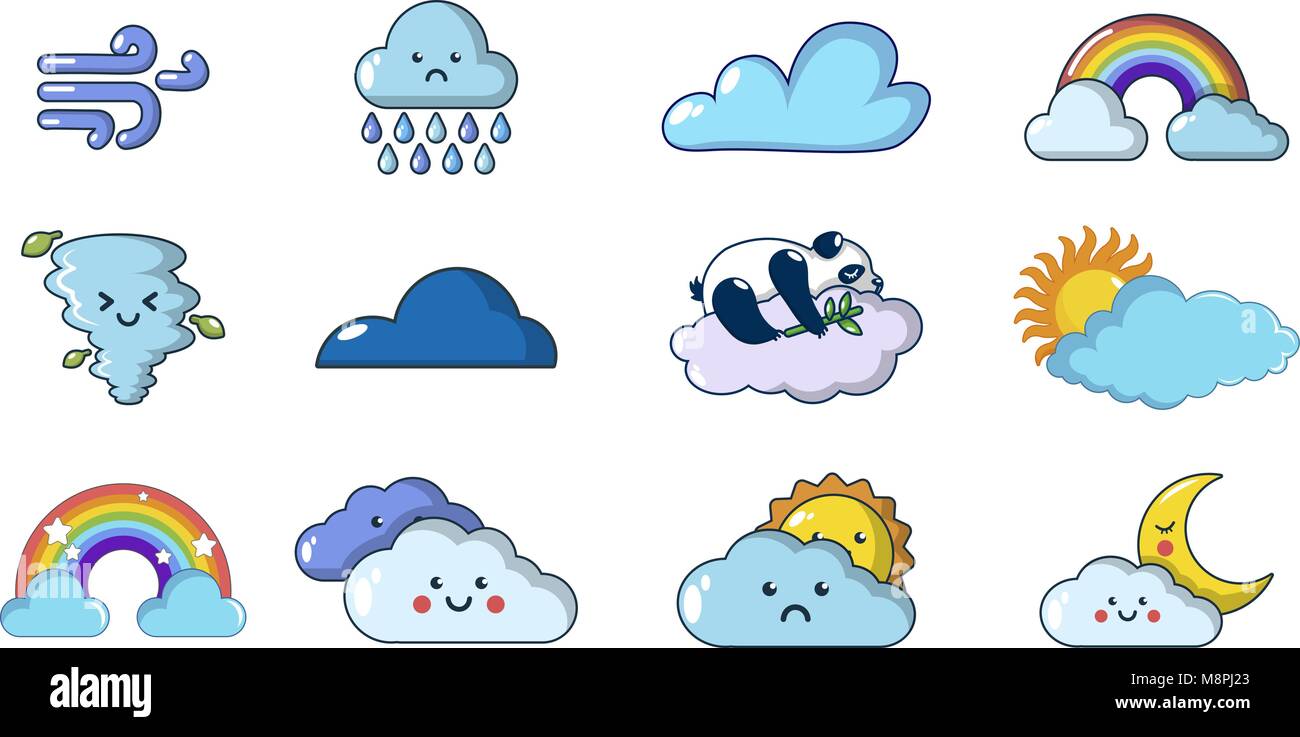 Clouds icon set, cartoon style Stock Vector Image & Art - Alamy