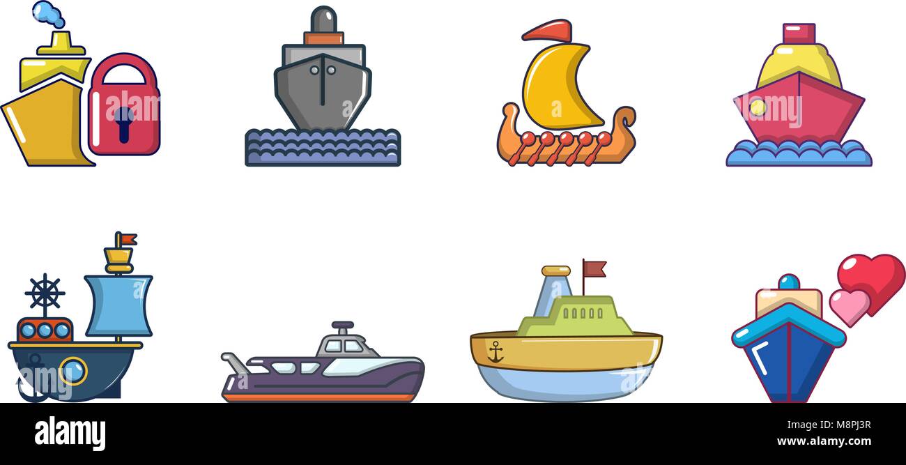 Ship icon set, cartoon style Stock Vector Image & Art - Alamy