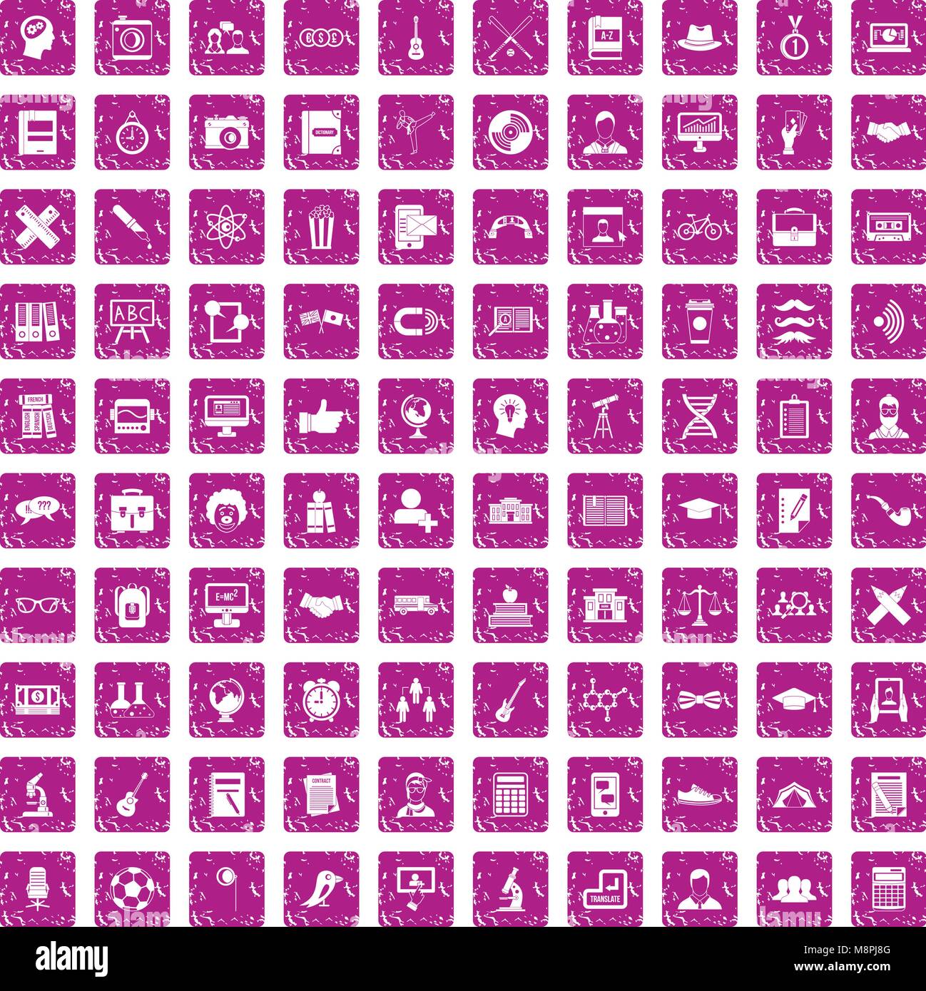 100 Student Icons Set Grunge Pink Stock Vector Image Art Alamy