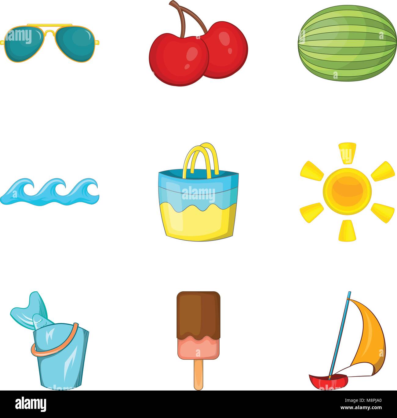 Beach vacation icons set, cartoon style Stock Vector Image & Art - Alamy
