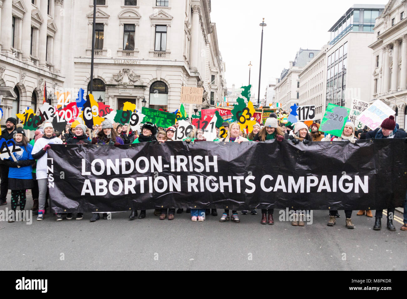 London, UK. 18th March, 2018. London Irish abortion rights campaigners take part in the parade Credit: Raymond Tang/Alamy Live News Stock Photo