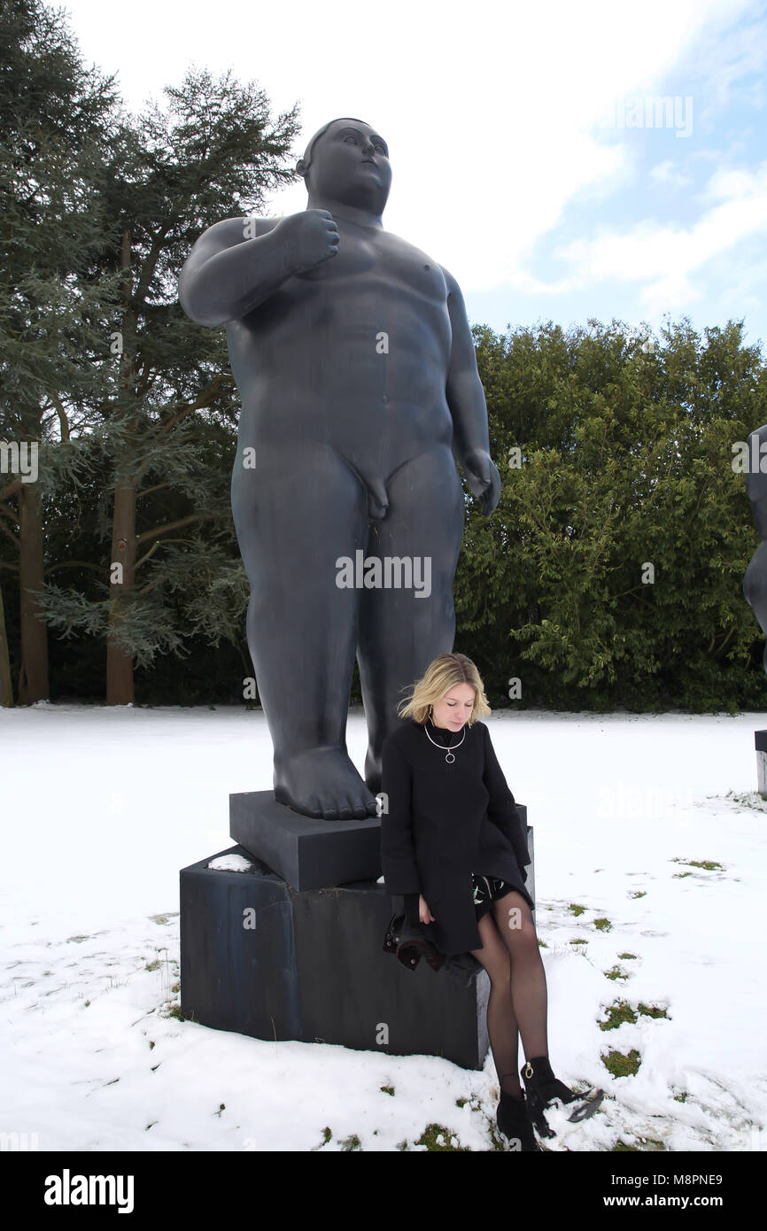 Egham, UK. 19th Mar, 2018. A Photocall took place for The Walid Juffali Collection at Bishopsgate House, Surrey this includes FERNANDO BOTERO(Colombian, born 1932)Adam and Eve, 2003 each signed, numbered '3/3' and with the 'Fonderia Mariani Pietrasanta Italy' stamp (to the base)bronze.This work was conceived in 2003, and is number 3 from an edition of 3. Estimated at £ 600,000 - 800,000belonging to the late Walid Juffali. The sale takes place on the 26th March at 10am. Credit: Keith Larby/Alamy Live News Stock Photo