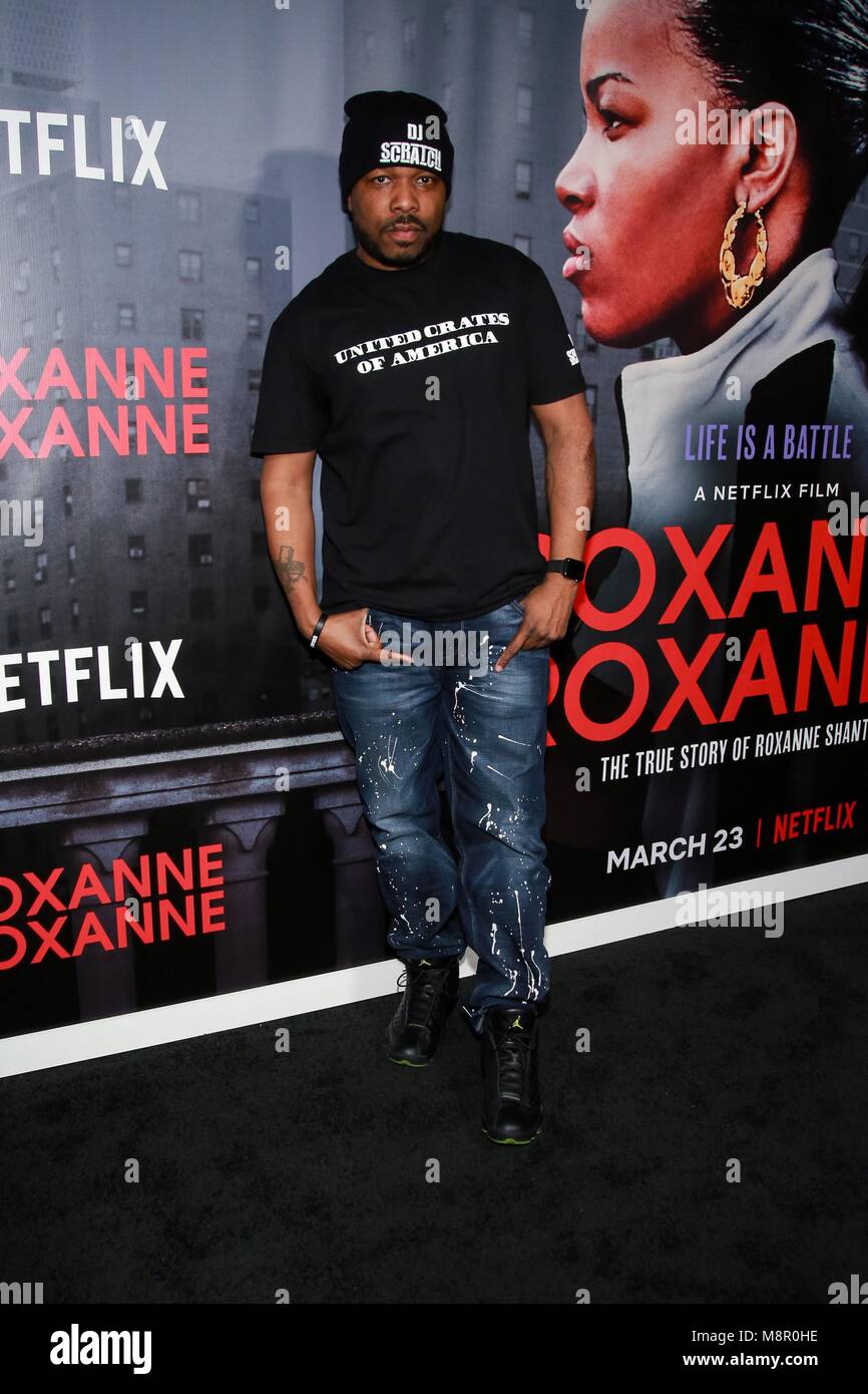 New York, NY, USA. 19th Mar, 2018. DJ Scratch at arrivals for ROXANNE ...