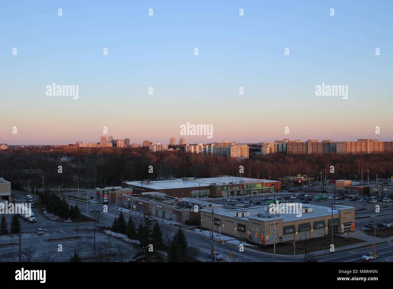 View of London Ontario from 10th floor of highrise apartment Stock Photo