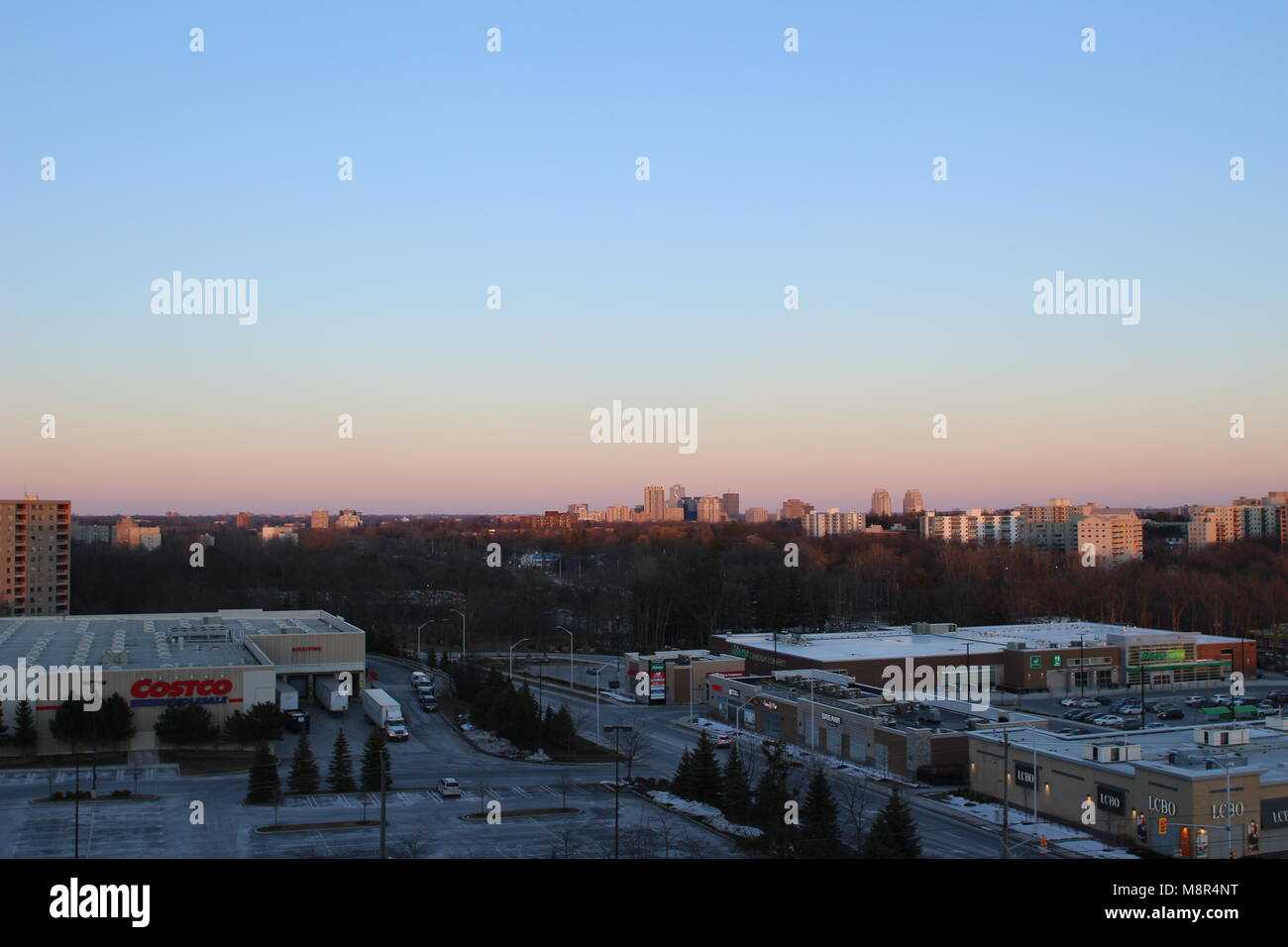 View of London Ontario from 10th floor of highrise apartment Stock Photo