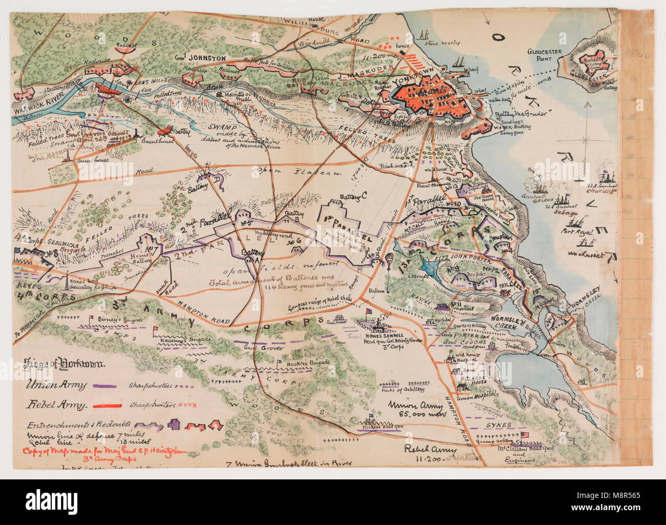 Map of Siege of Yorktown Stock Photo Alamy