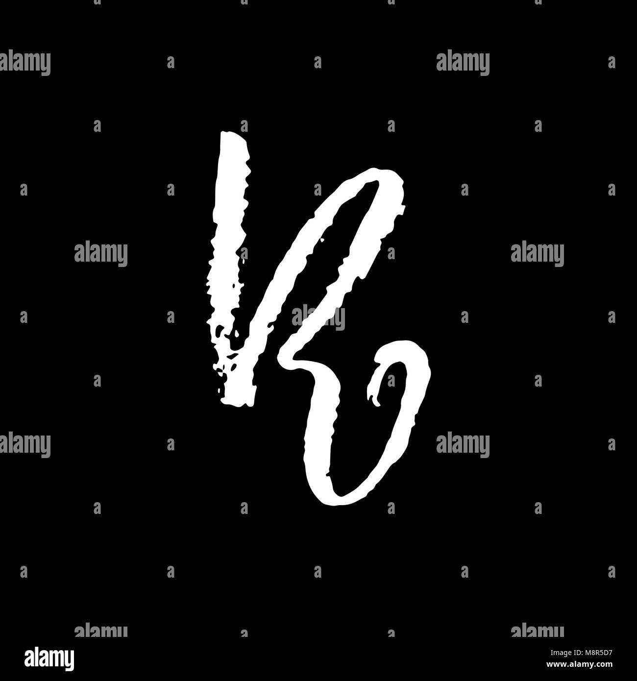 Sharp Letter Font R Letter R. Handwritten by dry brush. Rough strokes textured font. Vector ...