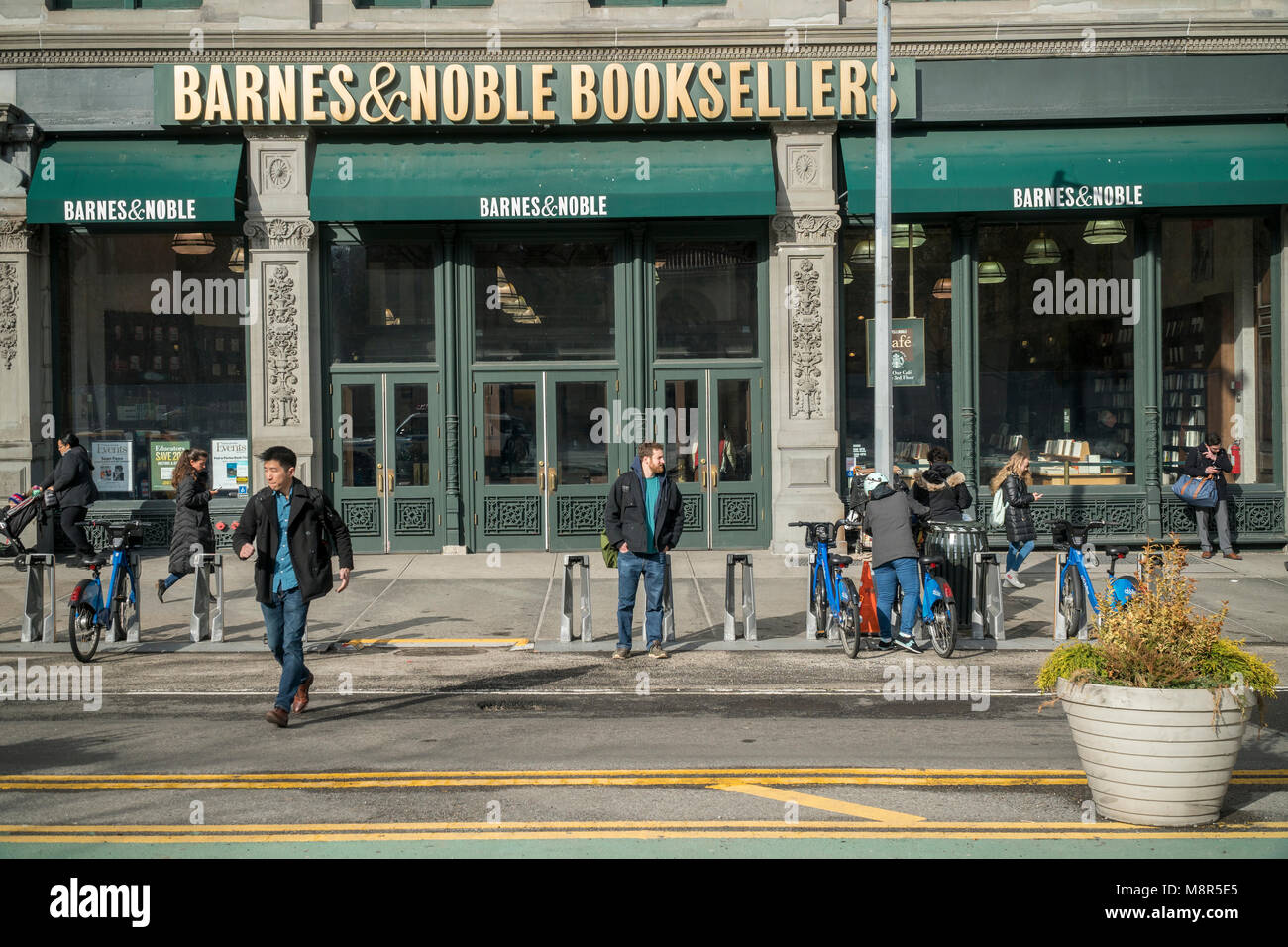 A Barnes & Noble bookstore off of Union Square in New York is seen on Tuesday, March 13, 2018. After a poor holiday season Barnes & Noble recently reported that it is laying off employees as it adjusts its business model. (Â© Richard B. Levine) Stock Photo