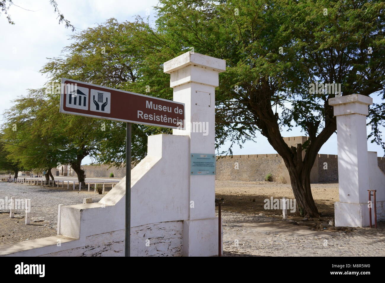 Entrance to Tarrafal Prison, Museu do Tarrafal, Tarrafal Camp, Tarrafal, Santiago Island, Cape Verde Stock Photo