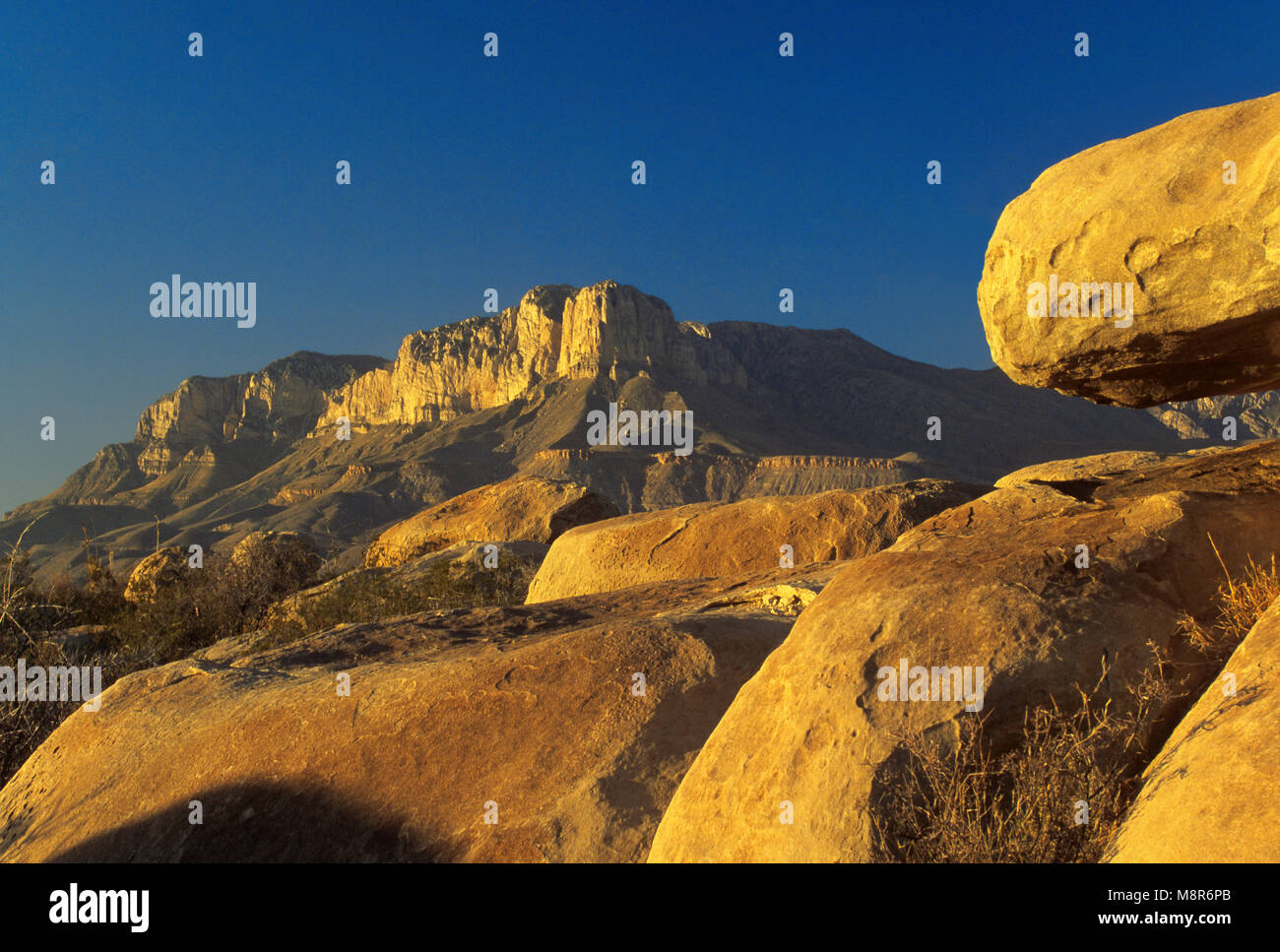 El Capitan and Guadalupe Peak at sunset, Guadalupe Mountains National