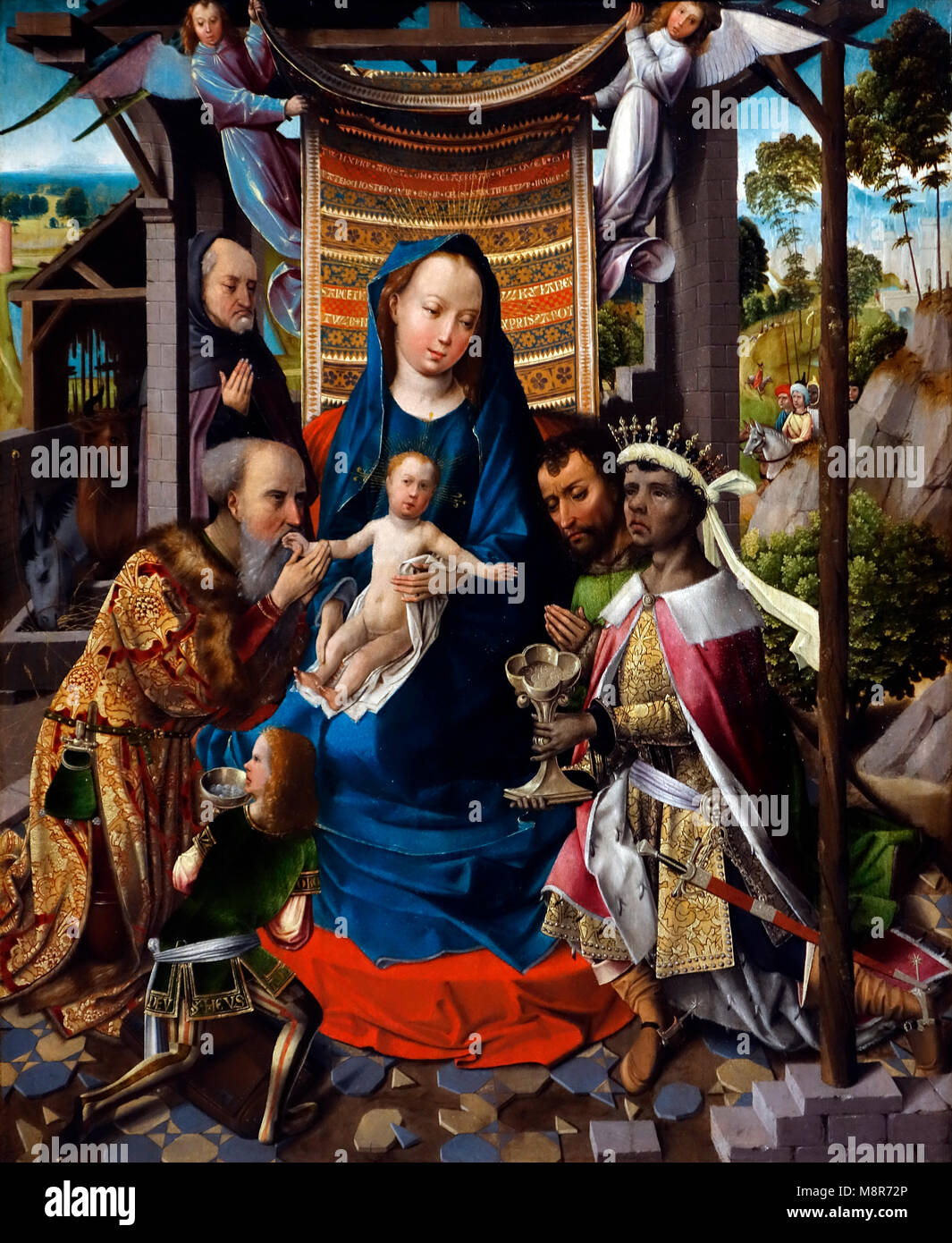 The Adoration of the Magi, ca. 1500 oil on panel painting by Early Netherlandish painter Colijn de Coter Stock Photo