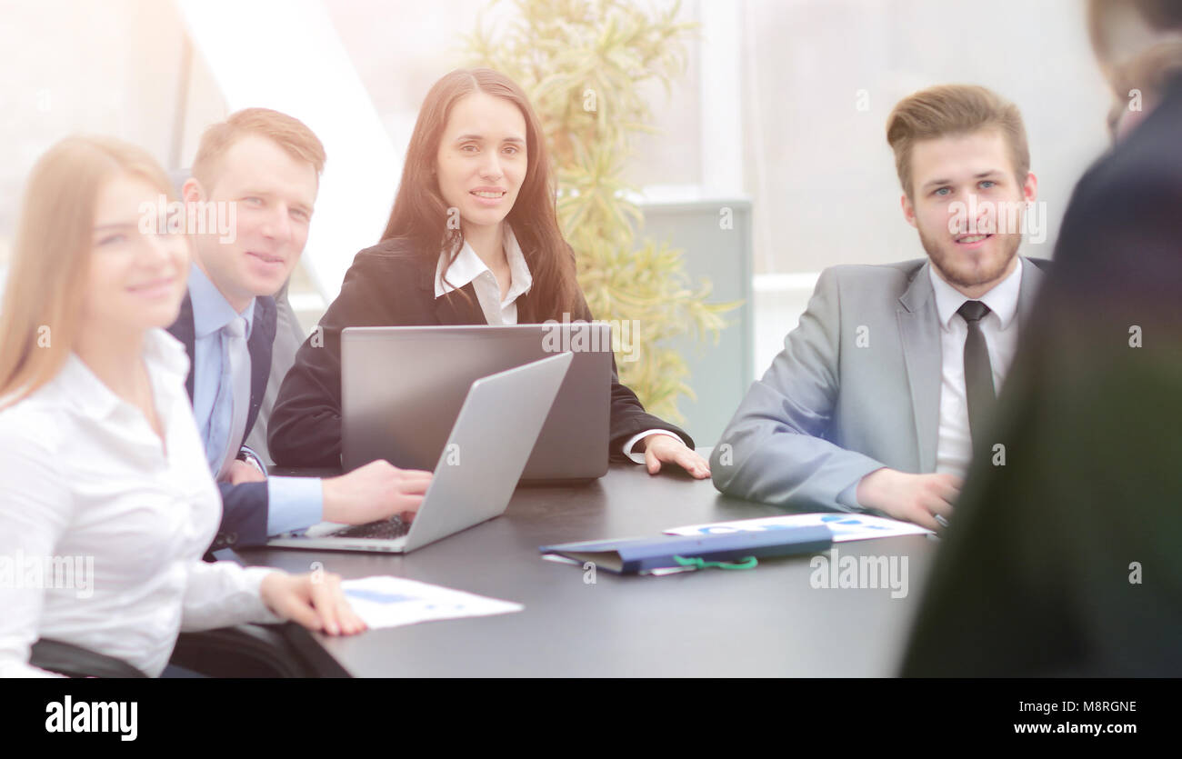 portrait of successful business team at the workplace Stock Photo - Alamy