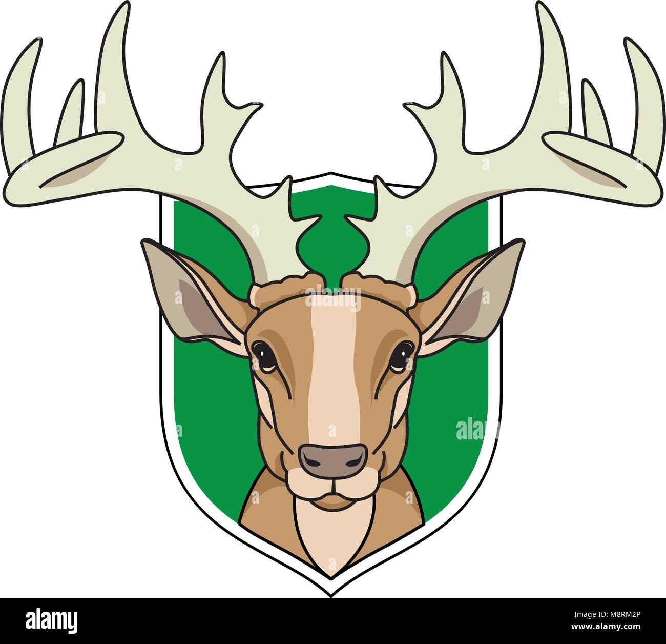 Vector Illustration Of Deer Coat Of Arms In White Isolated Background 
