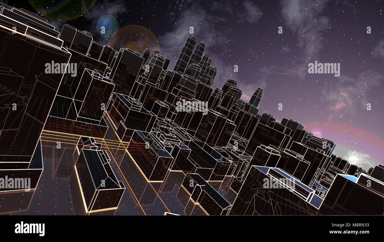 Abstract schematic 3d cityscape hi-res stock photography and images - Alamy
