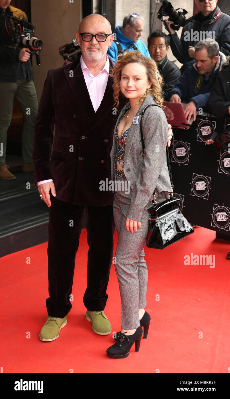 Photo Must Be Credited ©Alpha Press 080010 13/03/2018 Connor McIntyre and Dolly Rose Campbell The Tric Awards 2018 at The Grosvenor House Hotel London Stock Photo