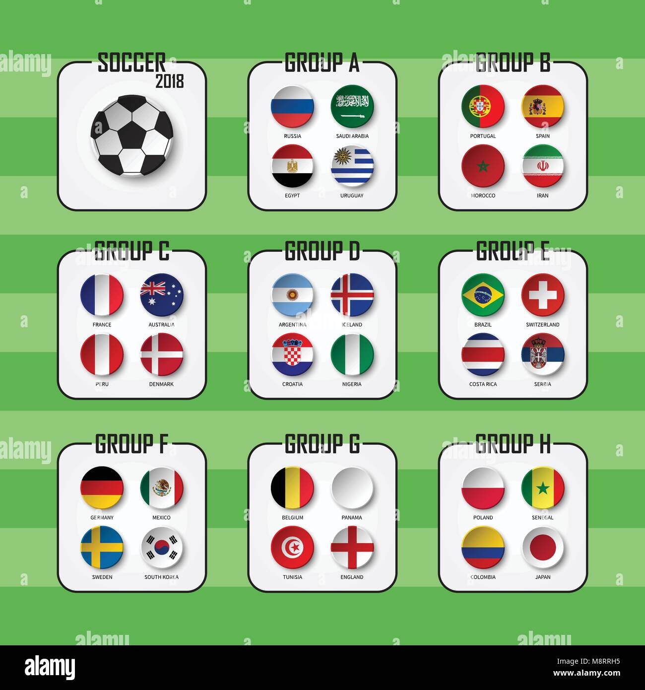 Football World Cup 2018, Tournament Vector Soccer Stock