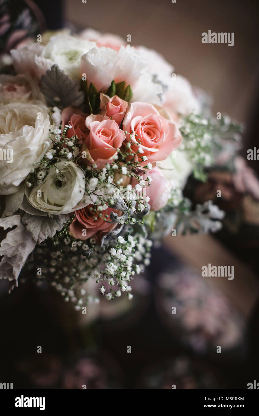 High angle close-up of bouquet at wedding ceremony Stock Photo