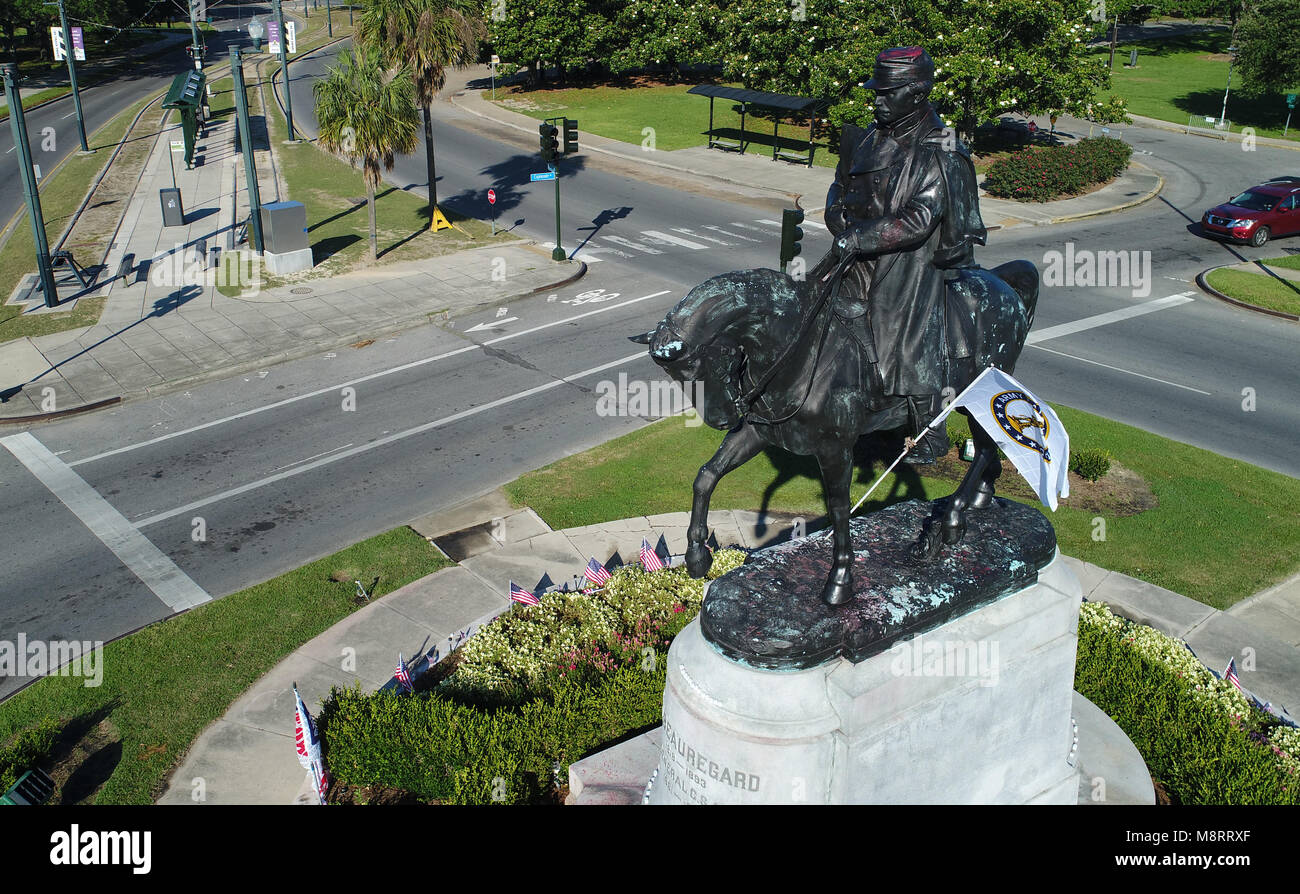 The equestrian statue of Confederate General PGT Beauregard in New