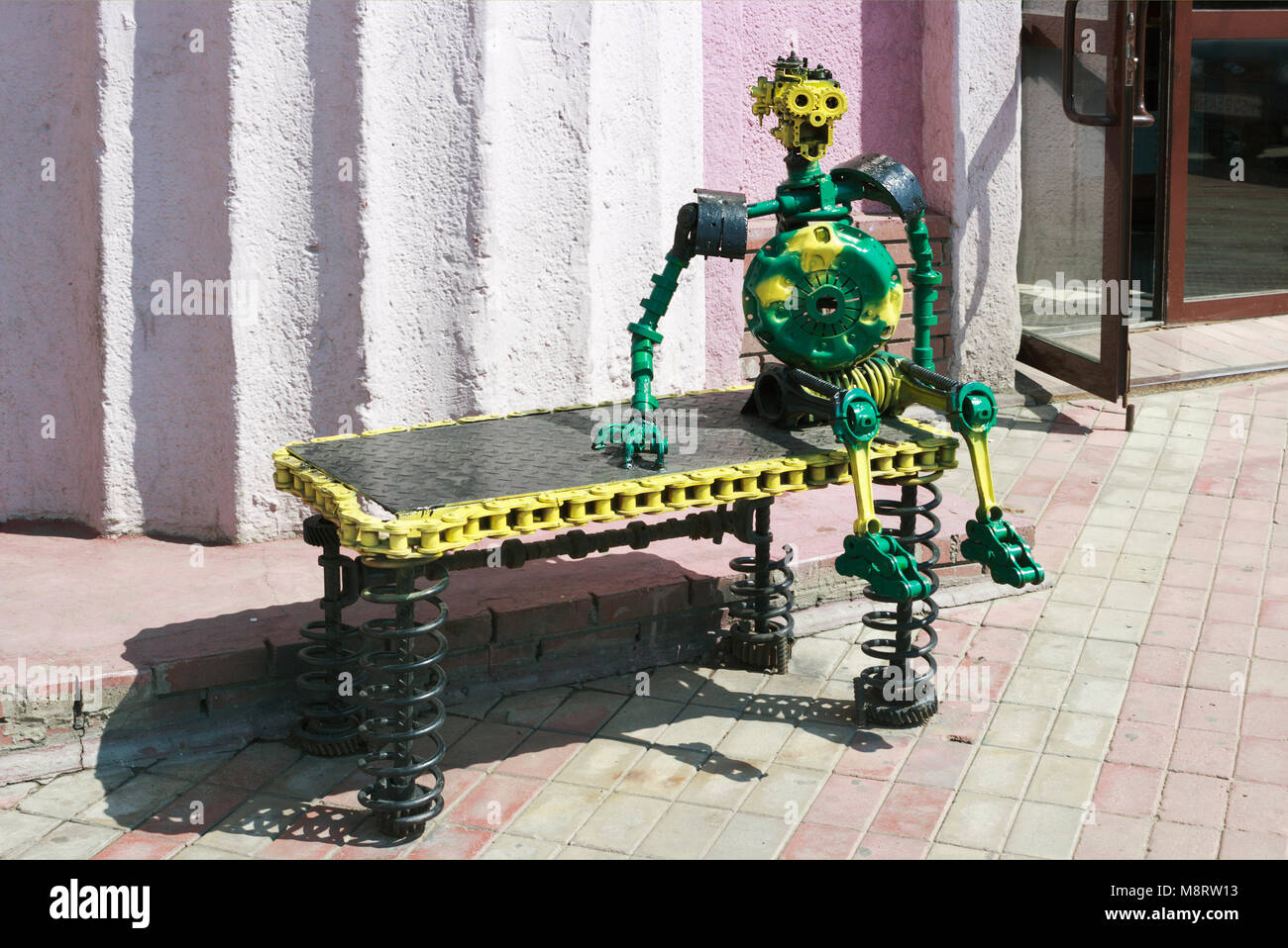 The sculpture is made out of car parts Stock Photo Alamy