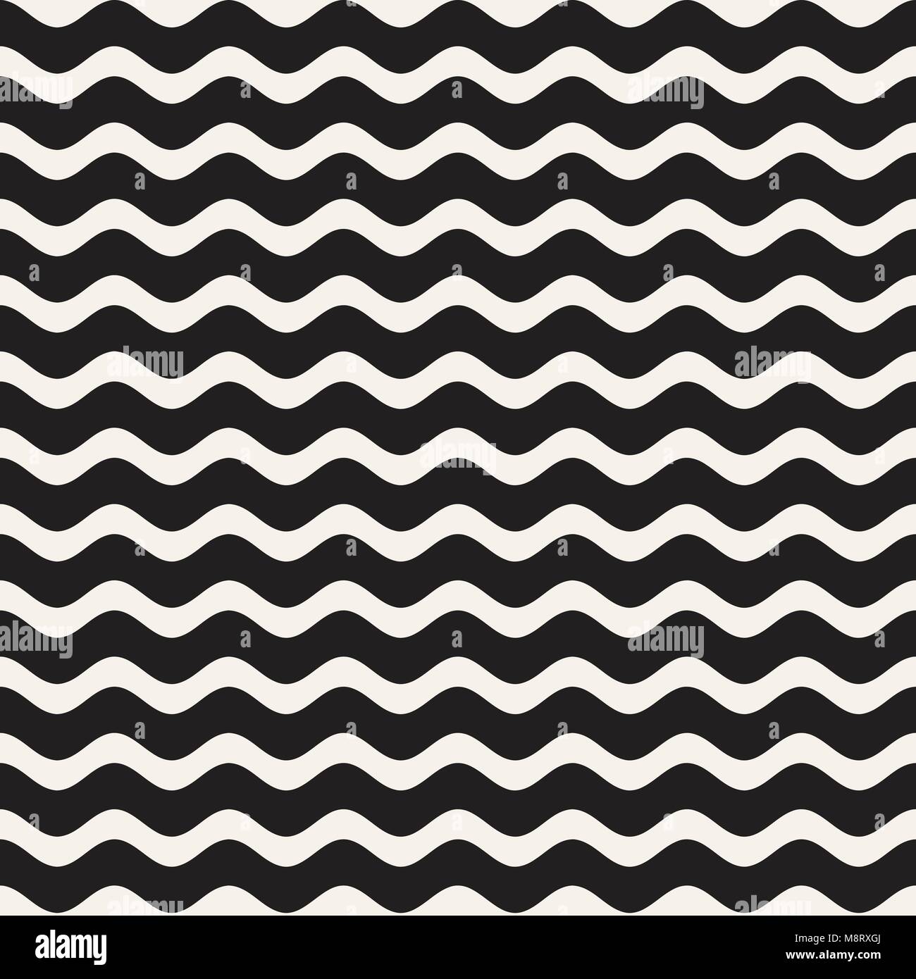 Wavy Line Pattern Simple Vector Seamless Black and White Hand Drawn Wavy Lines Simple Pattern ...