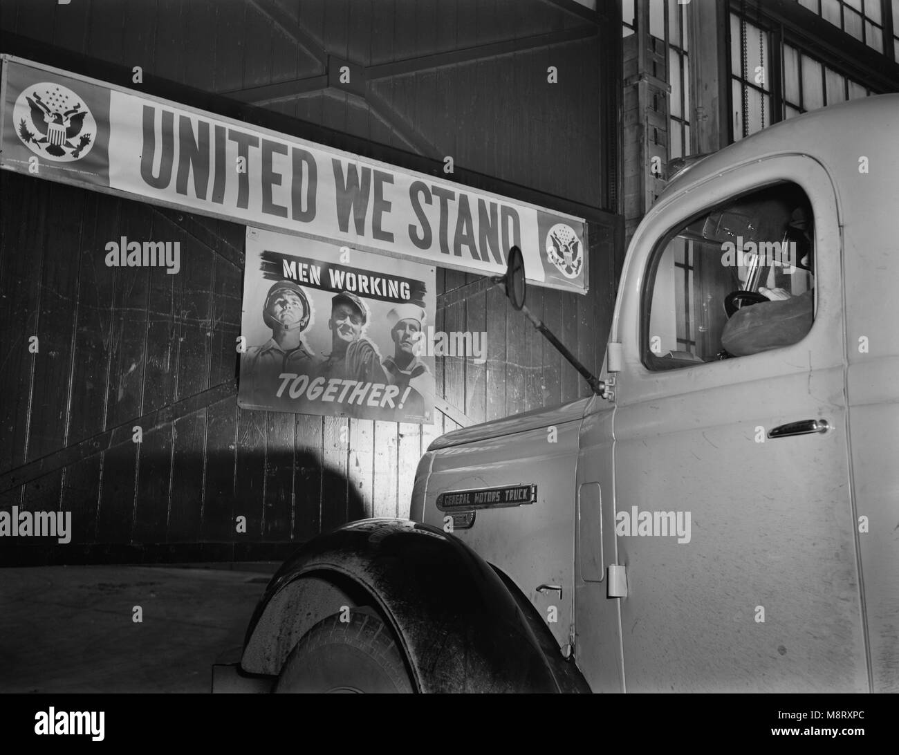 Sign in Copper and Brass Plant Reminding the Workers that their Job is Vital to War Effort, Chase Brass and Copper Company, Euclid, Ohio, USA, Alfred T. Palmer for  office of War Information, February 1942 Stock Photo