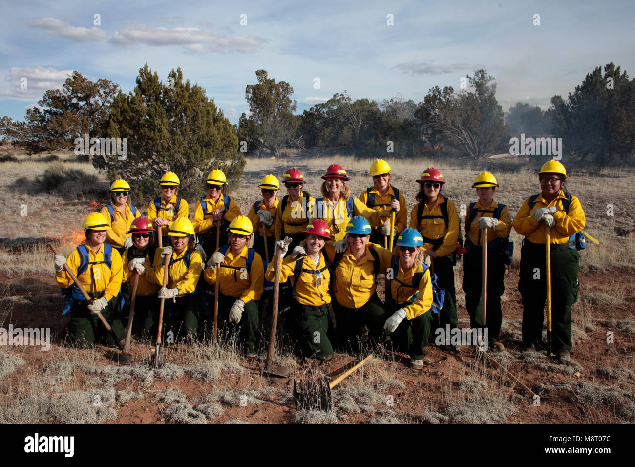 WIWF-COF . Women in Wildland Fire Bootcamp at Blue Ridge Ranger District-Coconino National Forest. Stock Photo
